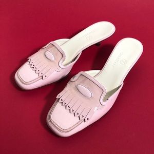 COLE HAAN Alexa Pink Kitten Heel Loafer Mules